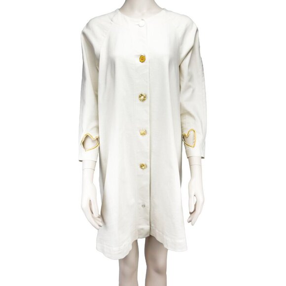 NOÉMIAH A-line High-end Jewel Button-up Oversized Cream Long Summer Jacket M/L - Picture 1 of 8